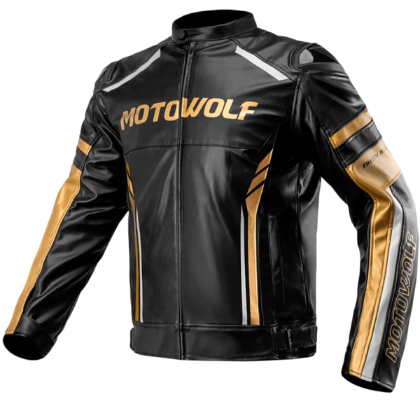 MOTOWOLF ტყავის დათბილული ქურთუკი JM15 BLACK GOLD